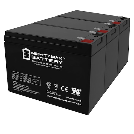 12V 10AH Battery Replaces Jabsco Quiet-Flush Electric Toilet - 3 Pack
